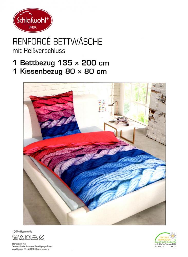 Bettwäsche Colours - Makro Strick-Look bunt - 135x 200 cm - Baumwolle, Renforcé
